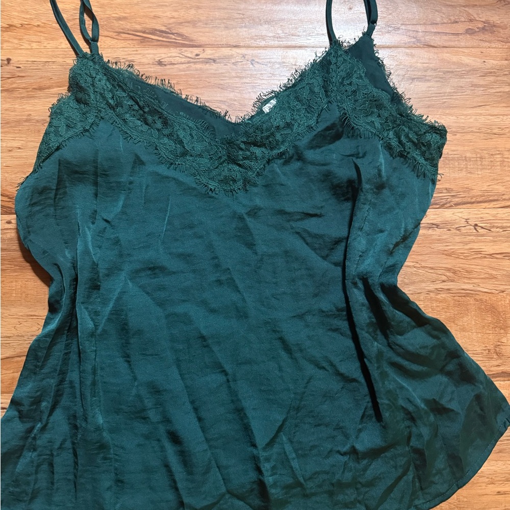 bp Dark Green Lace-Trim Camisole